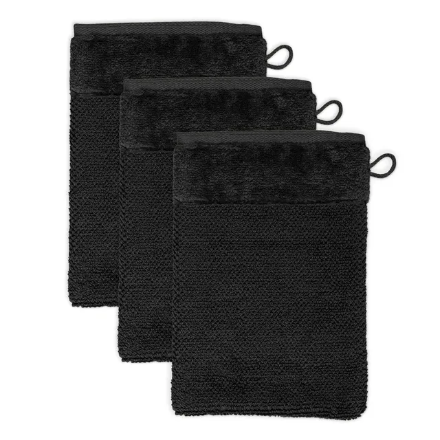 m-ve-bamboo-luxe-waschhandschuh-3er-set-15-x-20-cm-black-60-baumwolle-40-bambus- image 1