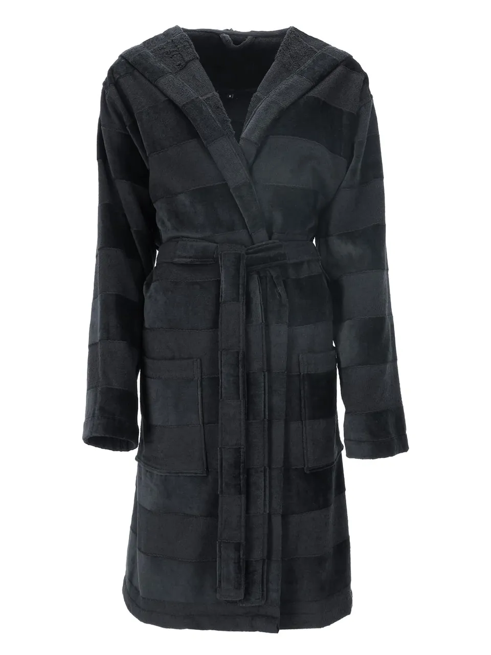 vossen-bademantel-santiago-unisex-kapuzenmantel-aus-webfrottier-teilvelours-schw image 1