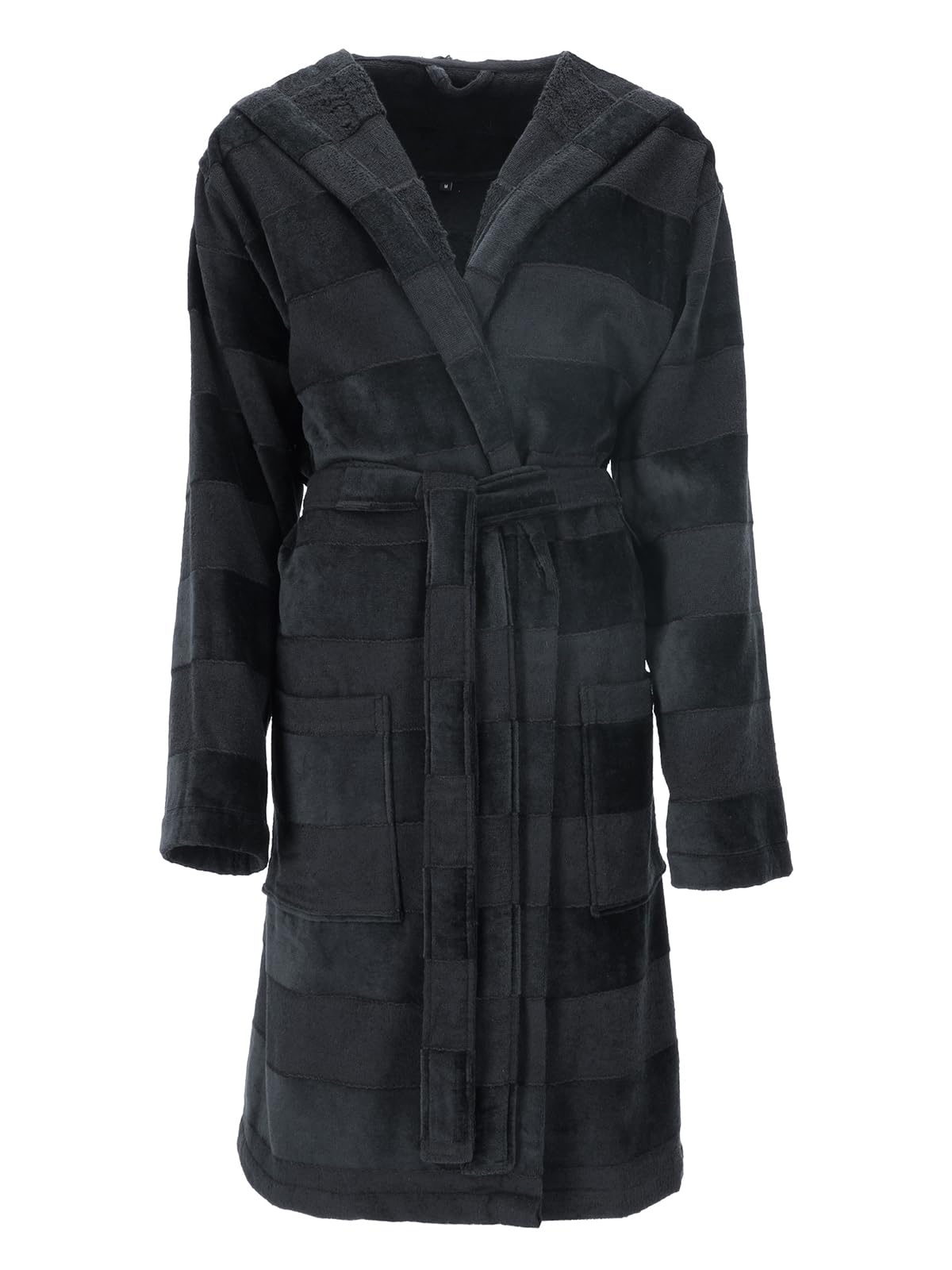 vossen-bademantel-santiago-unisex-kapuzenmantel-aus-webfrottier-teilvelours-schw image 1