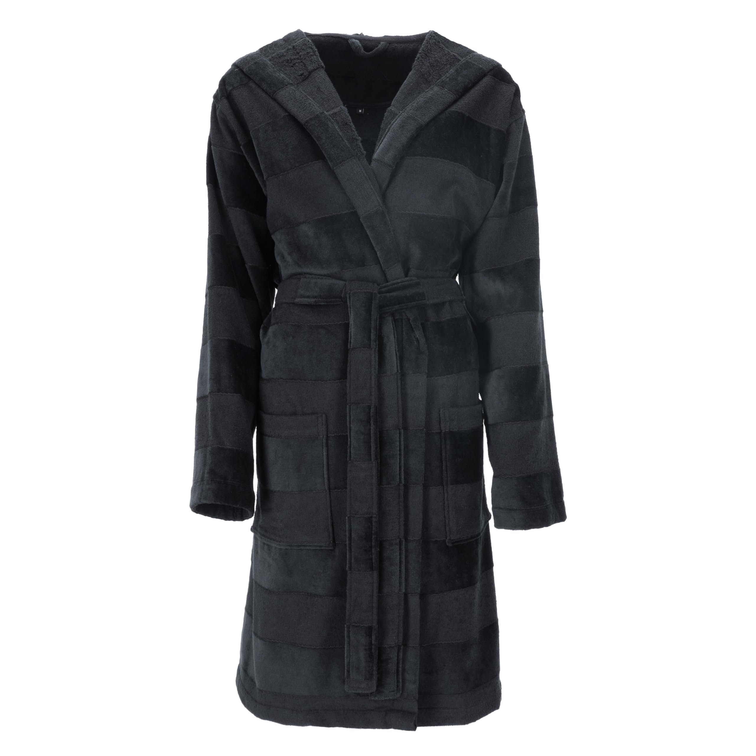 vossen-bademantel-santiago-unisex-kapuzenmantel-aus-webfrottier-teilvelours-schw image 5