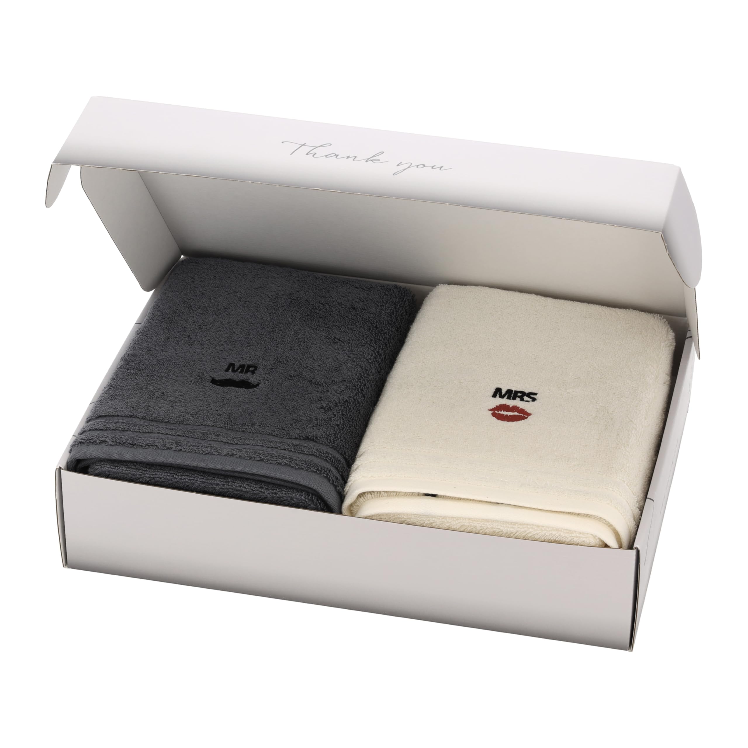 vossen-mr-mrs-handtuch-geschenkset-2-x-50-x-100-cm-ivory-flanell-mit-stick-premi image 2