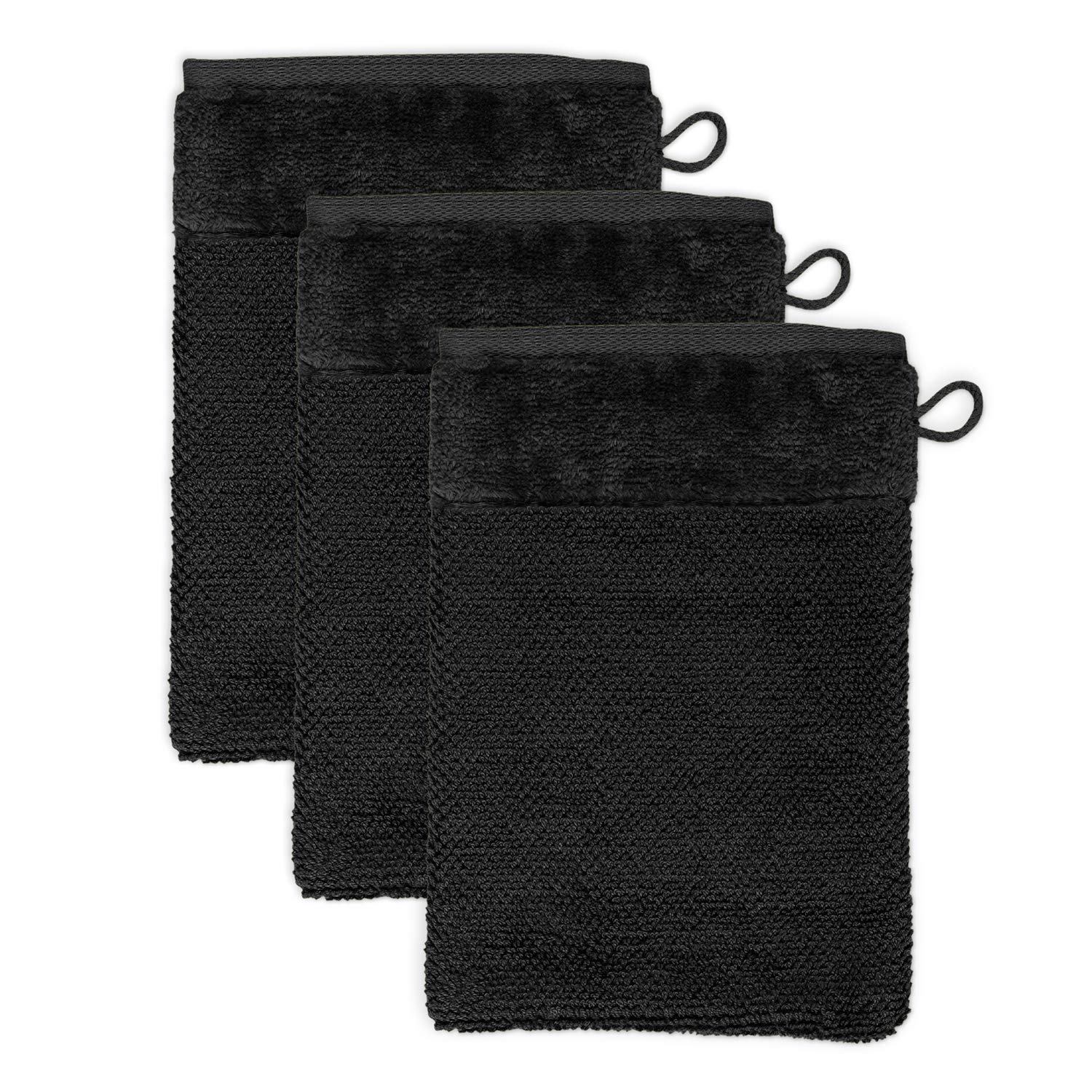 m-ve-bamboo-luxe-waschhandschuh-3er-set-15-x-20-cm-black-60-baumwolle-40-bambus- image 1