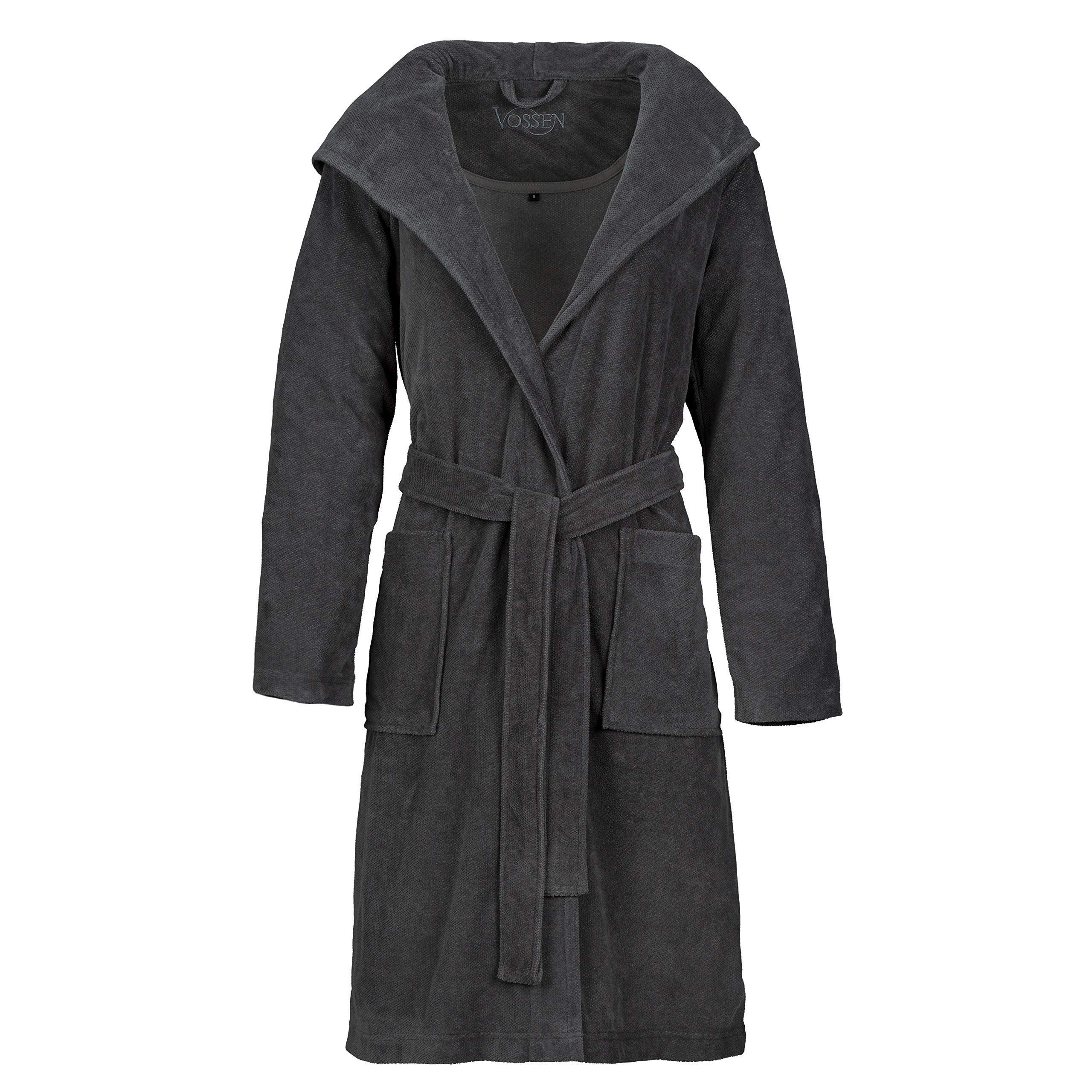 vossen-damen-bademantel-gina-kapuzen-bademantel-graphit-gr-e-l-ca-100-cm-lang image 1
